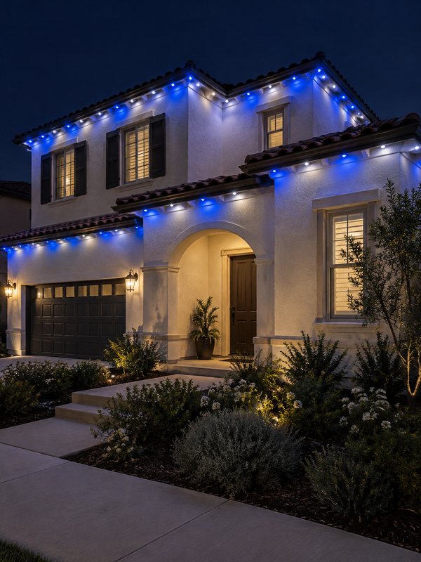 Mediterranean home with permanent smart lighting: lights on