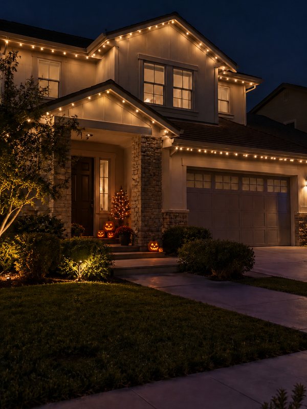 Suburban home with permanent smart lighting: everyday white