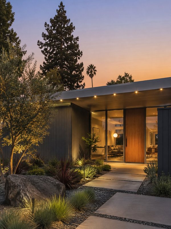 Eichler home with permanent smart lighting: lights on